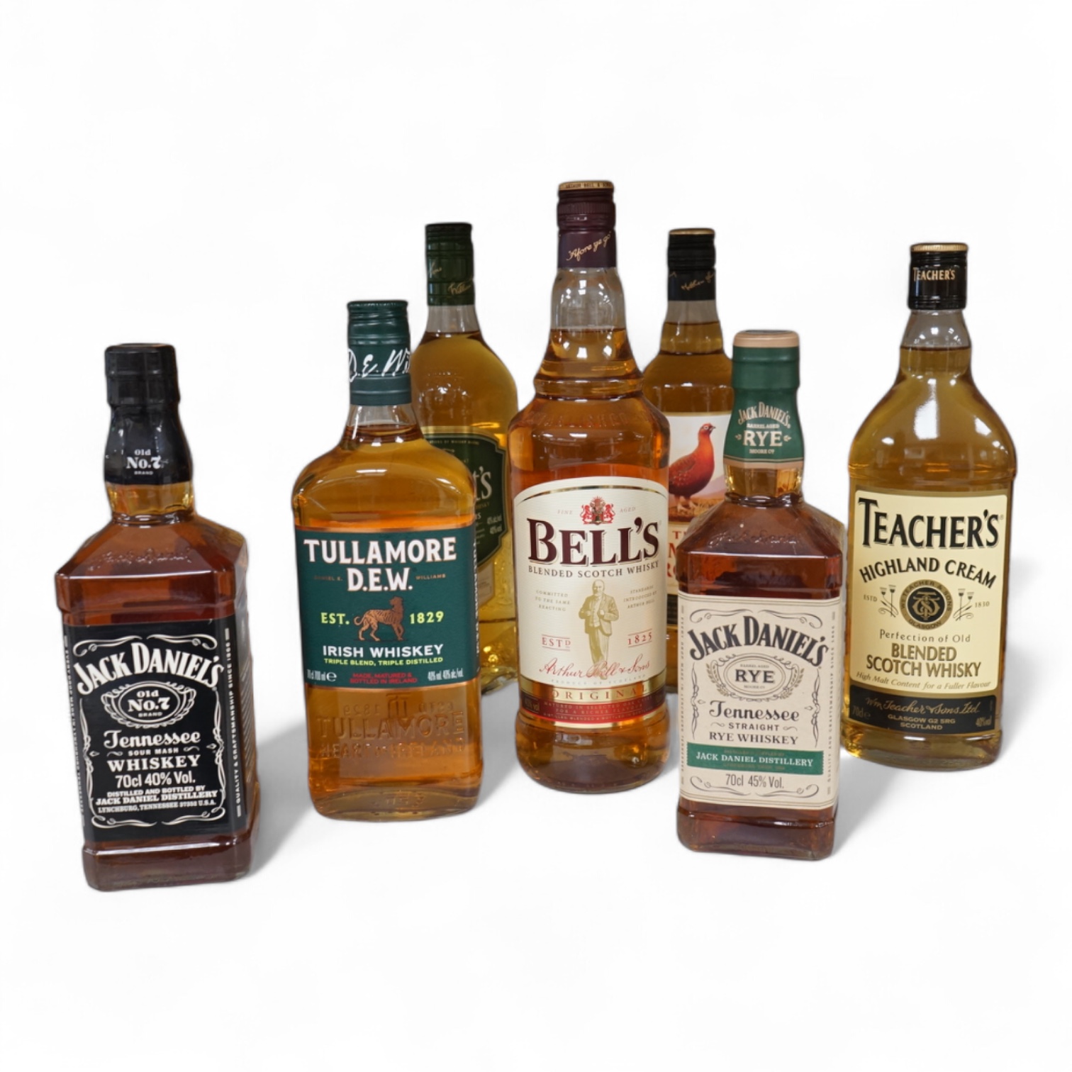 Seven bottles of various Whisky/whiskey to include Bells, Jack Daniel’s and Teachers